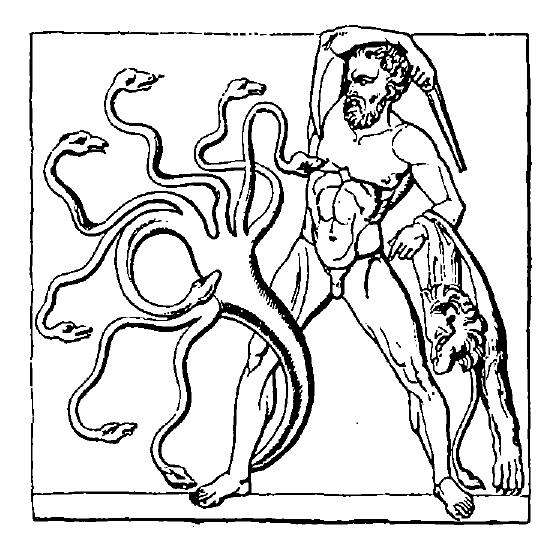 Heracles fighting the Hydra