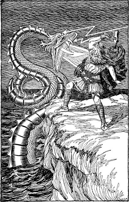 THOR FIGHTING THE SERPENT.
